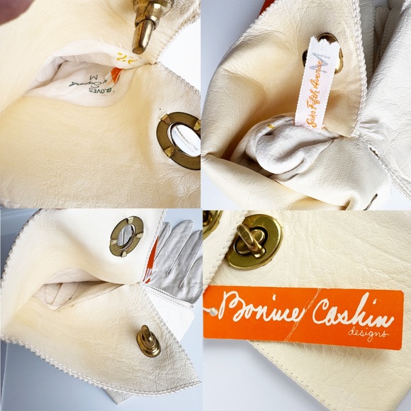 Bonnie Cashin Leather Gloves Gauntlet Style Iconic Turn Lock Vintage Crescendoe - Picture 12 of 14